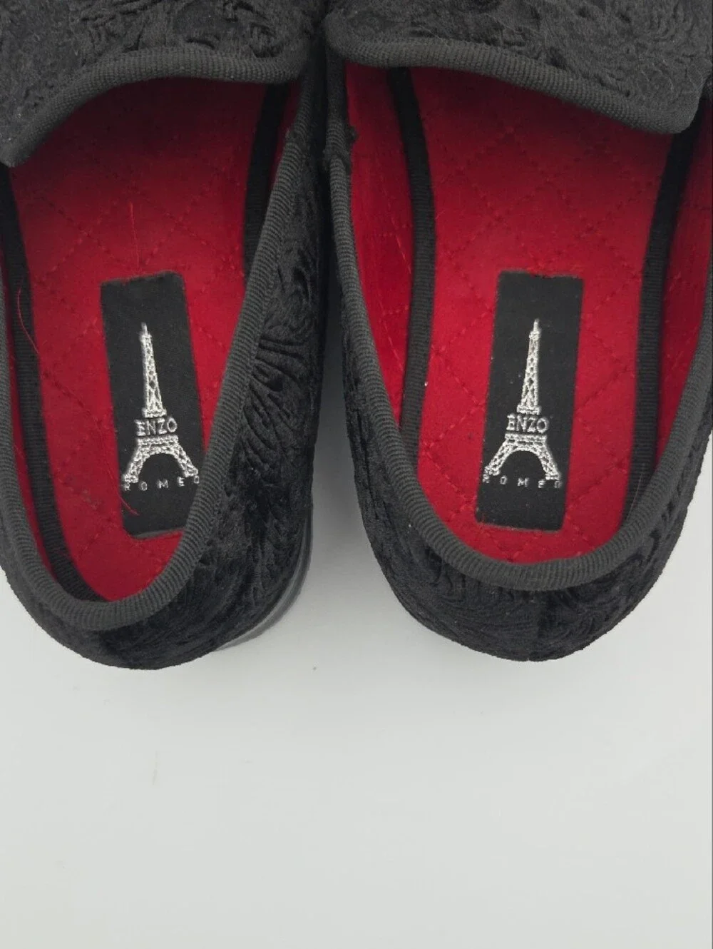 Men's Black Velvet Embossed Slip-On Loafers Size 9